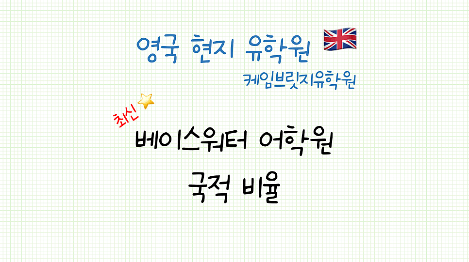 영국 베이스워터 어학원(Bayswater) 최신 국적 비율 안내