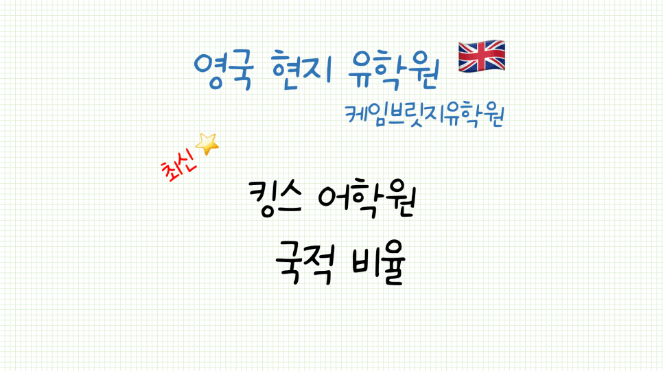 영국 킹스 어학원(Kings) 최신 국적 비율 안내